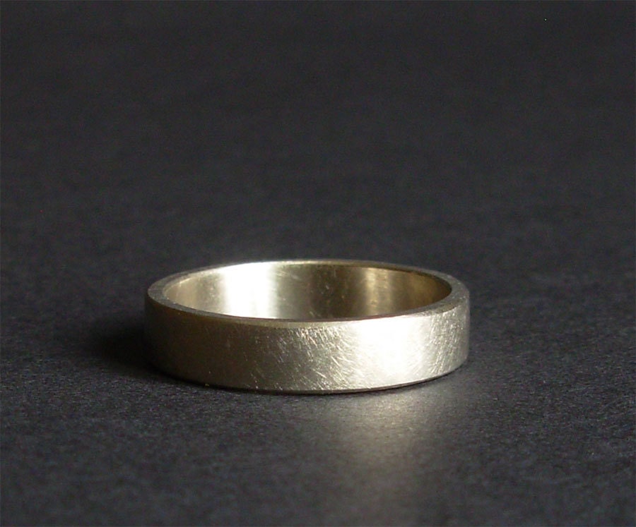 White Gold Wedding Band - matte brushed white gold band