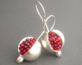 Pomegranate Earrings - silver gemstone