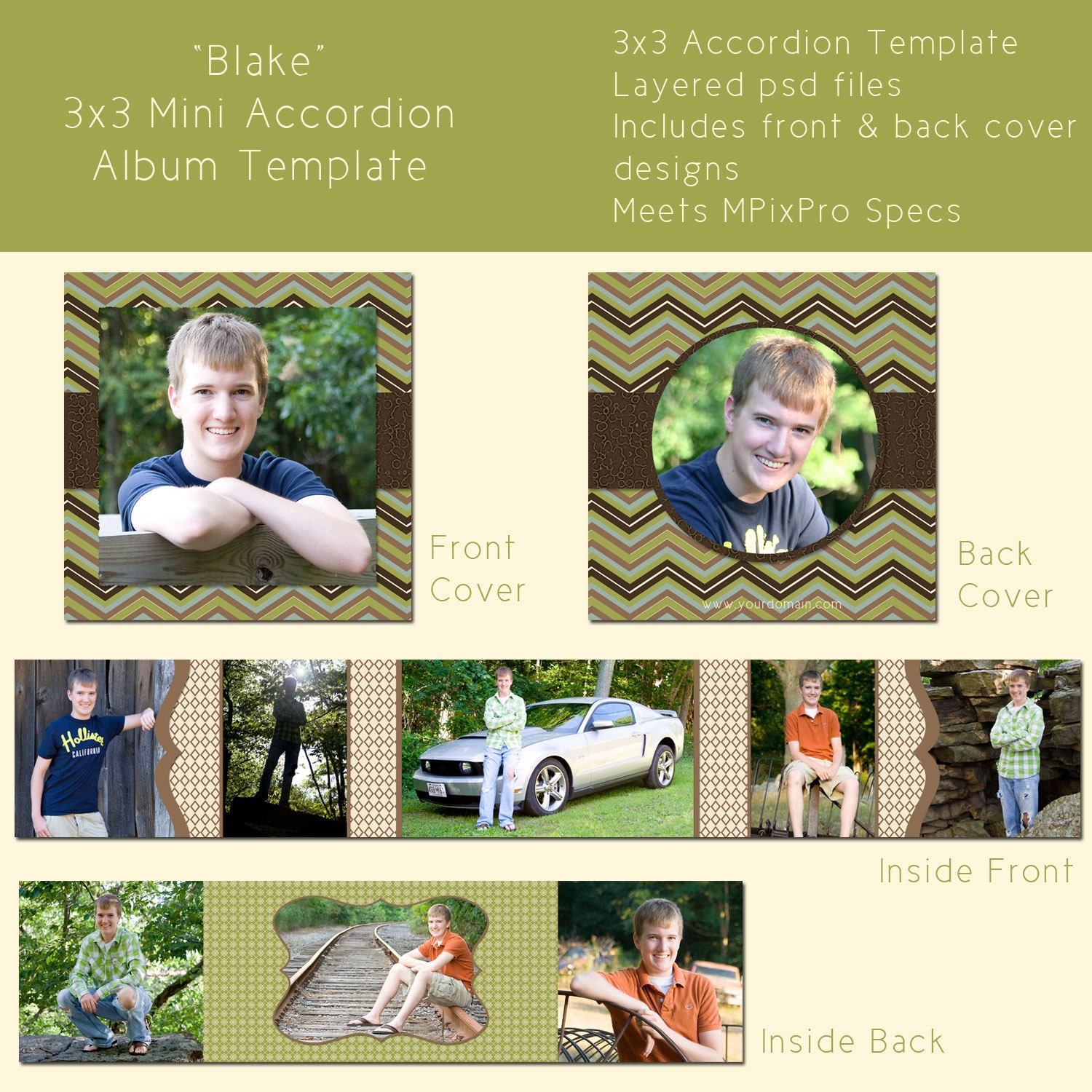 BLAKE 3x3 Mini Accordion Template - Perfect for Photographers