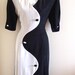 Vintage 80's yin/yang Dress- Monochromatic, black and white, business