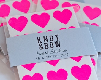 NEW - 144 Neon Pink Heart Stickers - FREE SHIPPING