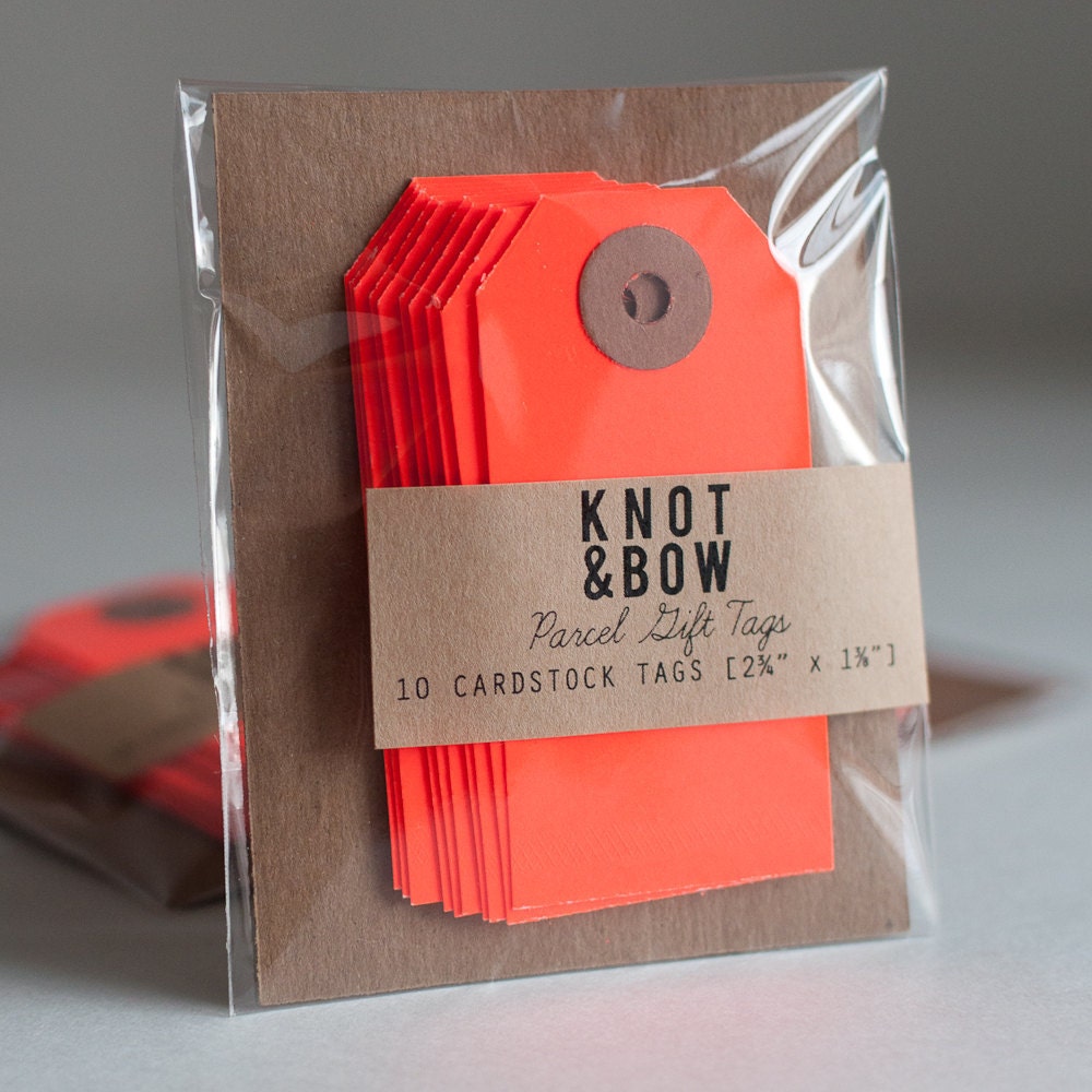 10 Neon Red Parcel Gift Tags
