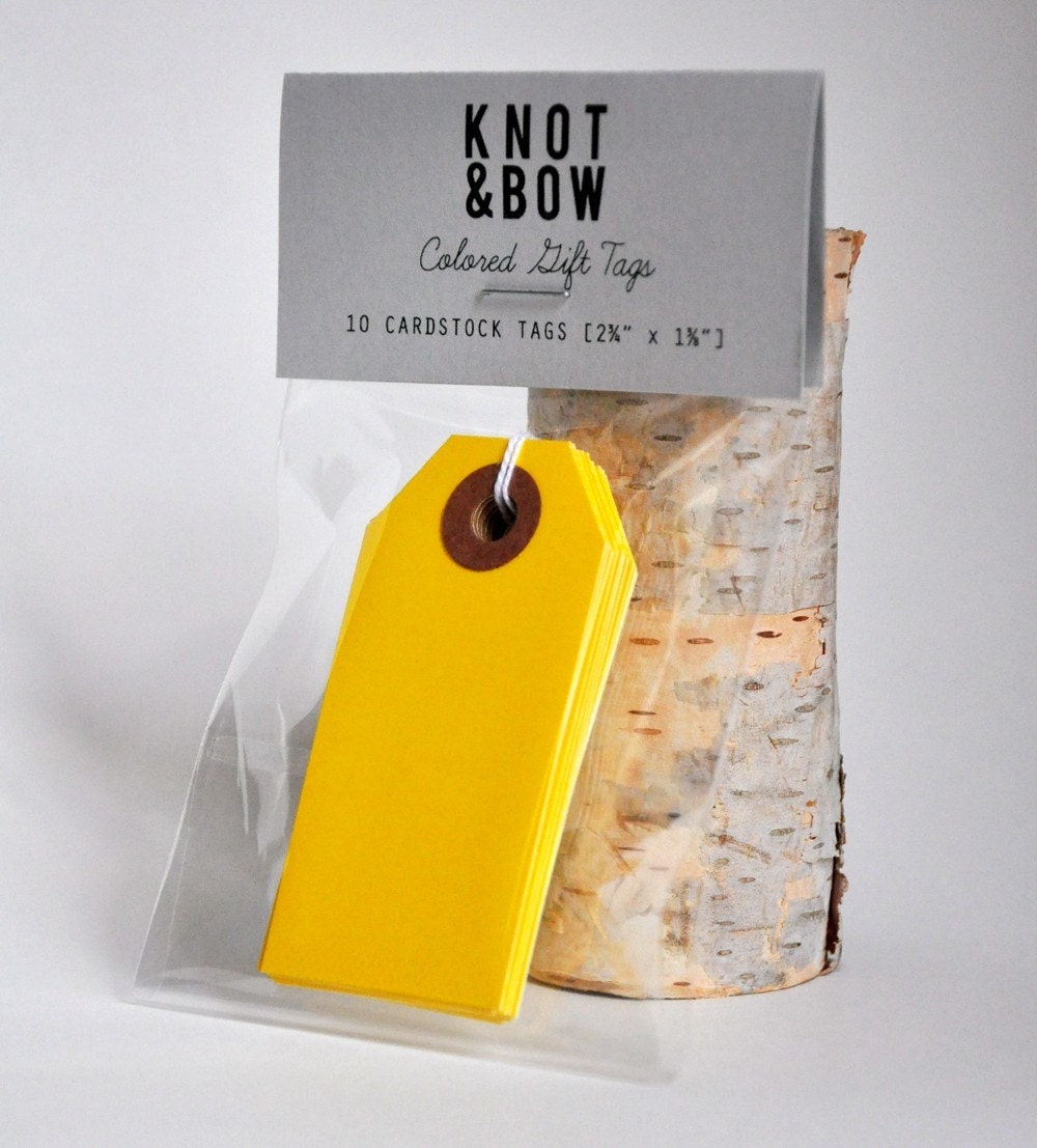 10 Lemon Yellow Parcel Gift Tags