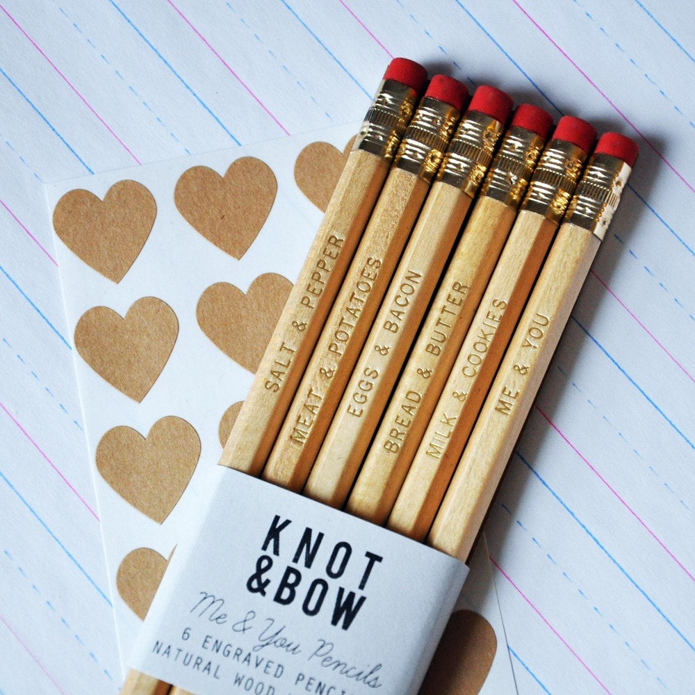 60 Engraved 'Me & You' Pencils - 10 sets - Loose
