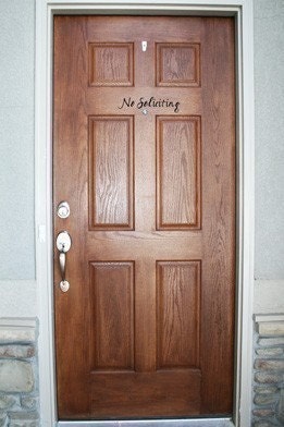 No Soliciting Vinyl Sticker for Front Door. Choose Your Color.  Classy Look.