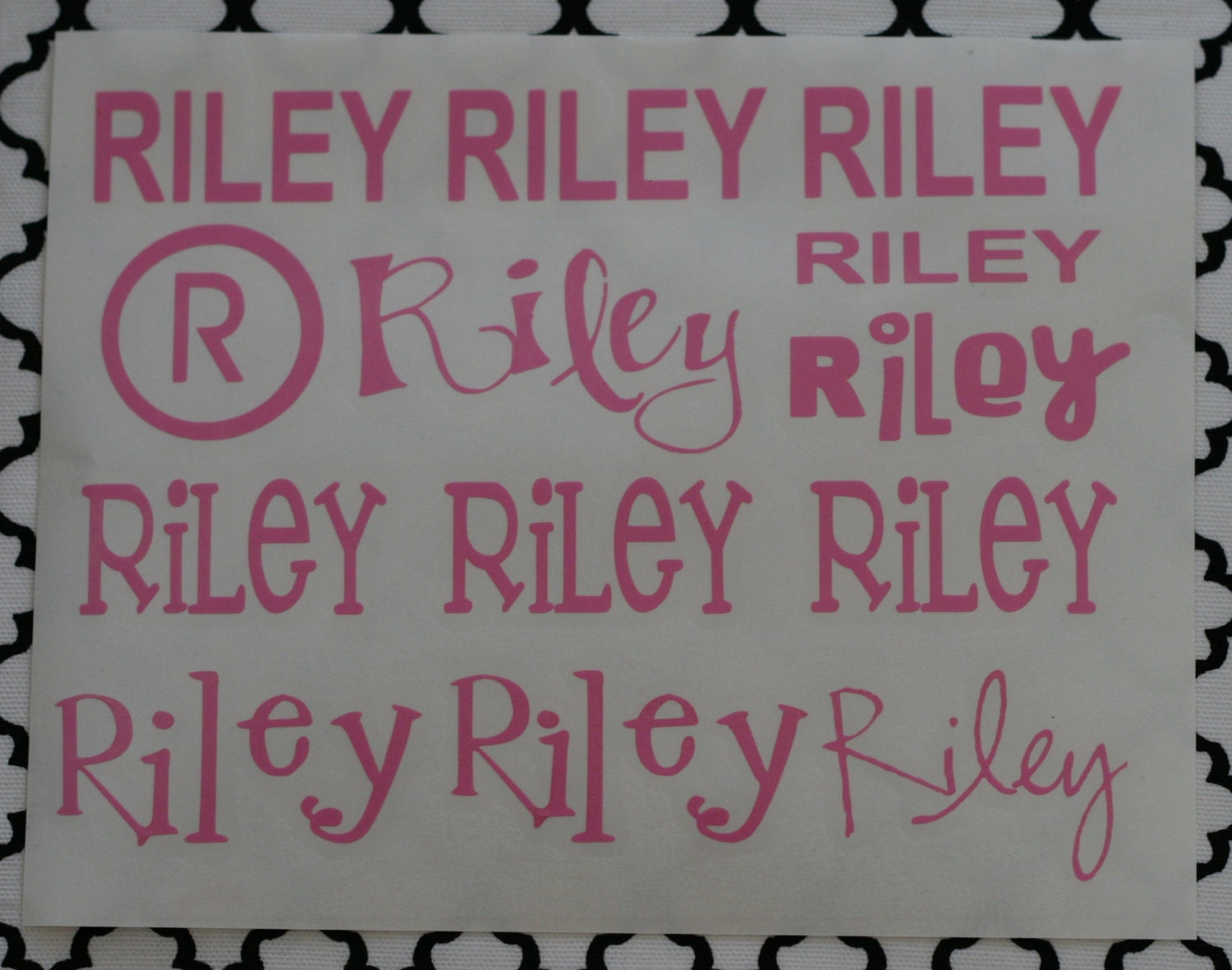Two Personalized Vinyl Name Sheets (Pick GIRLY or BOYISH) with MONOGRAM