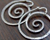 Hammered Sterling Silver Spiral Hoop Earrings. Recycled Silver. Jewelry by FullSpiral on Etsy