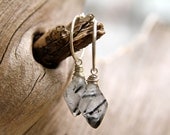 Small Sterling Silver and Rutilated Quartz Hoop Earrings. Jewelry by FullSpiral on Etsy