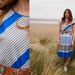 Tabitha, French Vintage, 1970s Electric Blue Stripe Midi Dress, from Paris