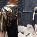 Midnight Mona, Vintage, 1970s Black Beaded, Gold Sequin, Party Dress with Cut-Out Back, from Paris