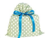 Medium Cloth Gift Bag in Green Geometric Fabric