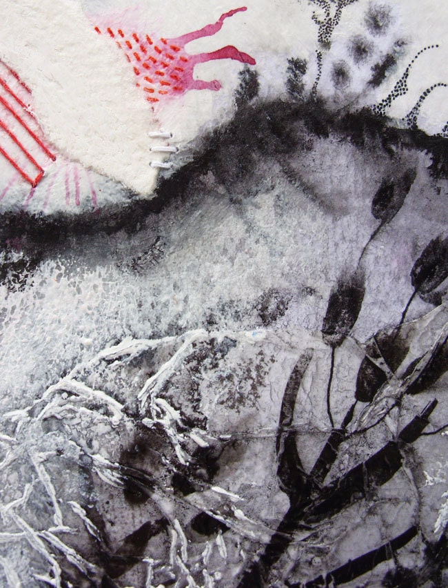 Original painting  Black and White ooak watercolor -Towards the Mountain