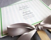 Stripes and Ribbon Custom Fan Wedding Program Shown in Kelly Green, Silver and White - DEPOSIT