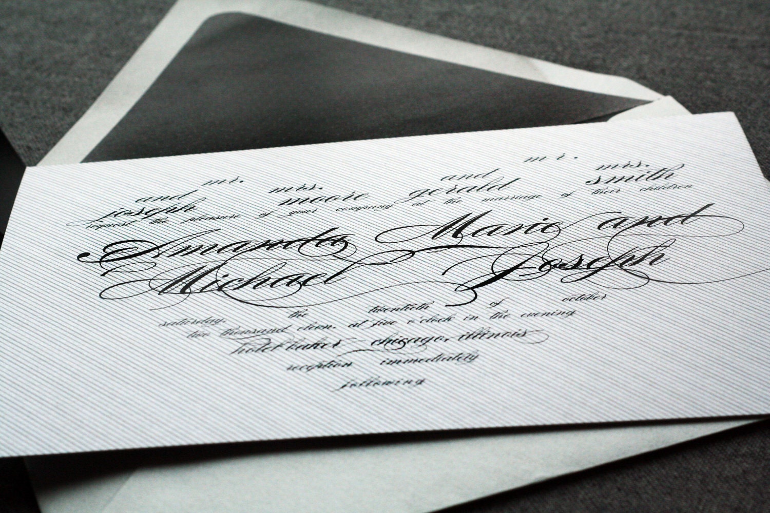 Modern Love Wedding Invitation shown in Black, White and Silver, Build-Your-Invite Collection - DEPOSIT
