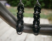 Black and Silver byzantine dangle earrings