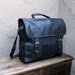 Vintage Black Leather Medium Satchel Messenger Bag
