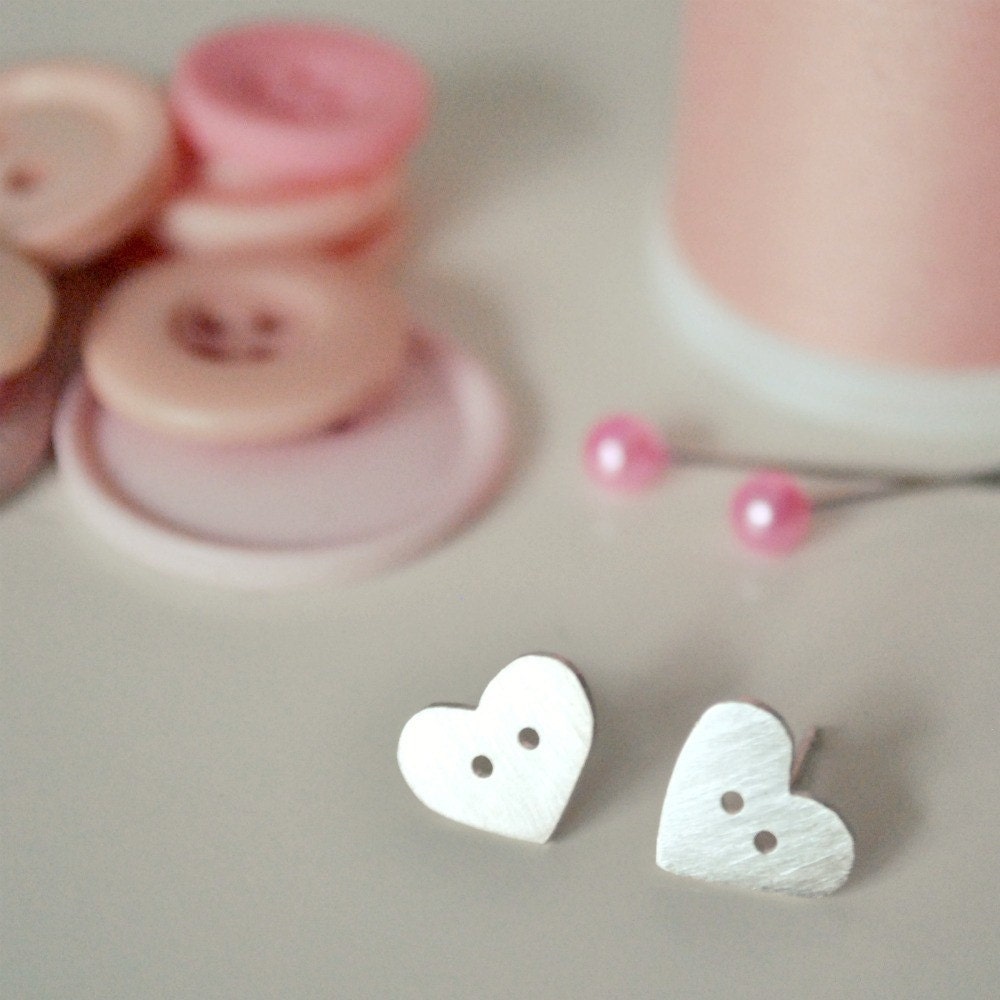 Heart Buttons - Stud Earrings