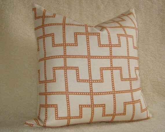 Schumacher Bleeker Pillow - Celerie Kemble - Spark - 20 inch - Designer Pillow - Decorative Pillow - Orange - Lattice