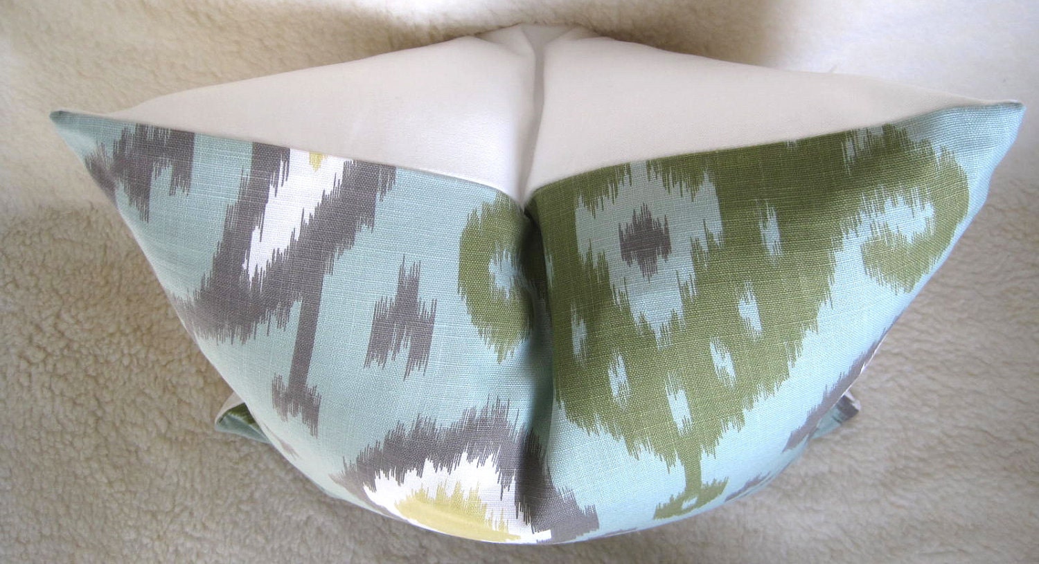 Dwell Studio - Decorative Designer Ikat Pillow - 20x20 inch - Aqua - Green - Yellow - Gray - IKAT - Designer Pillow - Throw Pillow