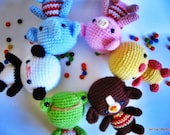 pdf amigurumi crochet pattern little friends,panda,dog,frog,chicken,pig,elephant ,welcome to sell the finished item