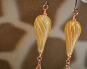Glass Hot Air Ballon w/ Copper Basket Dangle Earings