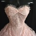 Vintage 50's 50s STRAPLESS Pink Tulle Lace Ribbon Party PROM Wedding DRESS Gown