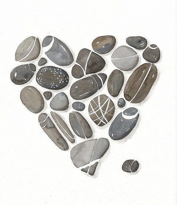 Pebbles No.22 - Watercolor Art Print, Limited Edition - Painting by Lorisworld