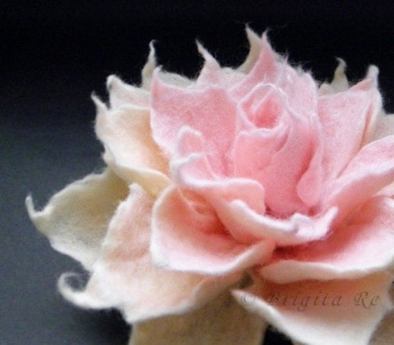 Cream Rose Felt Flower Brooch