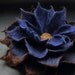 Deep Blue Ink Coffee Chocolate Felt Flower Brooch Handmade to Order 4.5 Inch