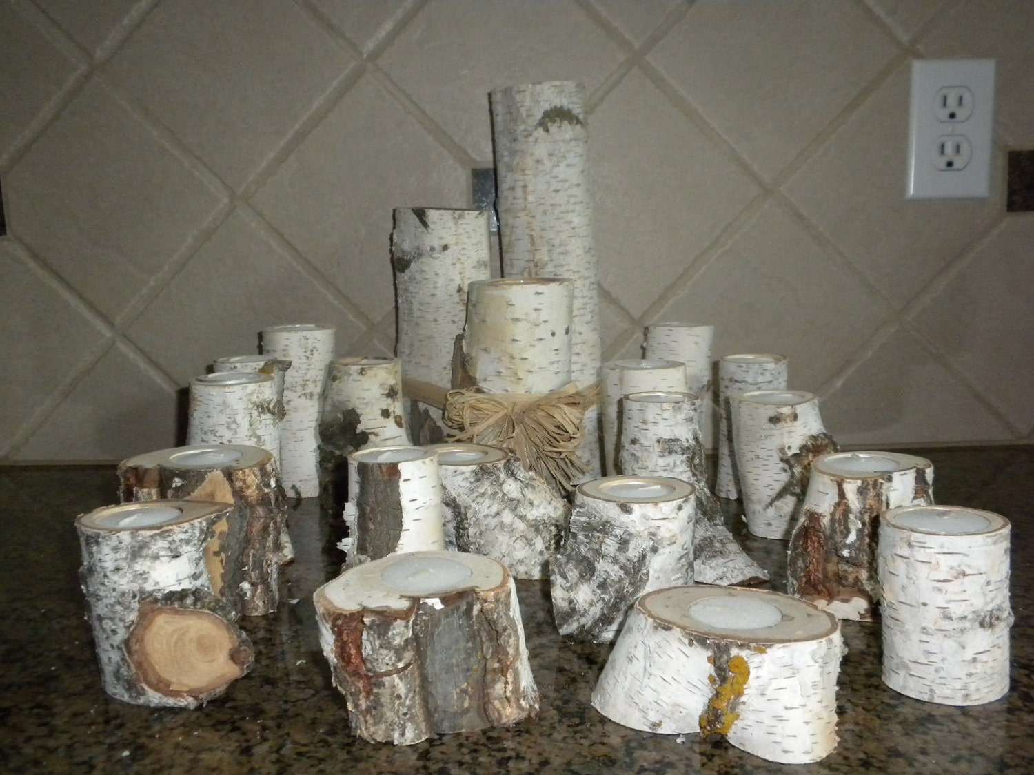 White Birch Votive Candle Holders Perfect for Weddings, Christmas Decorations, Centerpieces