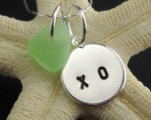 XO Necklace With Sea Foam Sea Glass