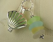 Shell Necklace Sea Glass Locket Necklace Shell In Pastels