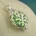 Sea Glass Necklace Kelly Green Filigree Locket