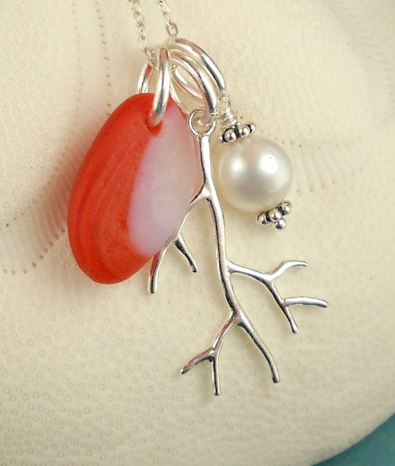 GENUINE Santa Cruz Sea Glass Necklace RARE Orange