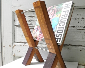 modern magazine rack. reclaimed wine barrel. french oak.