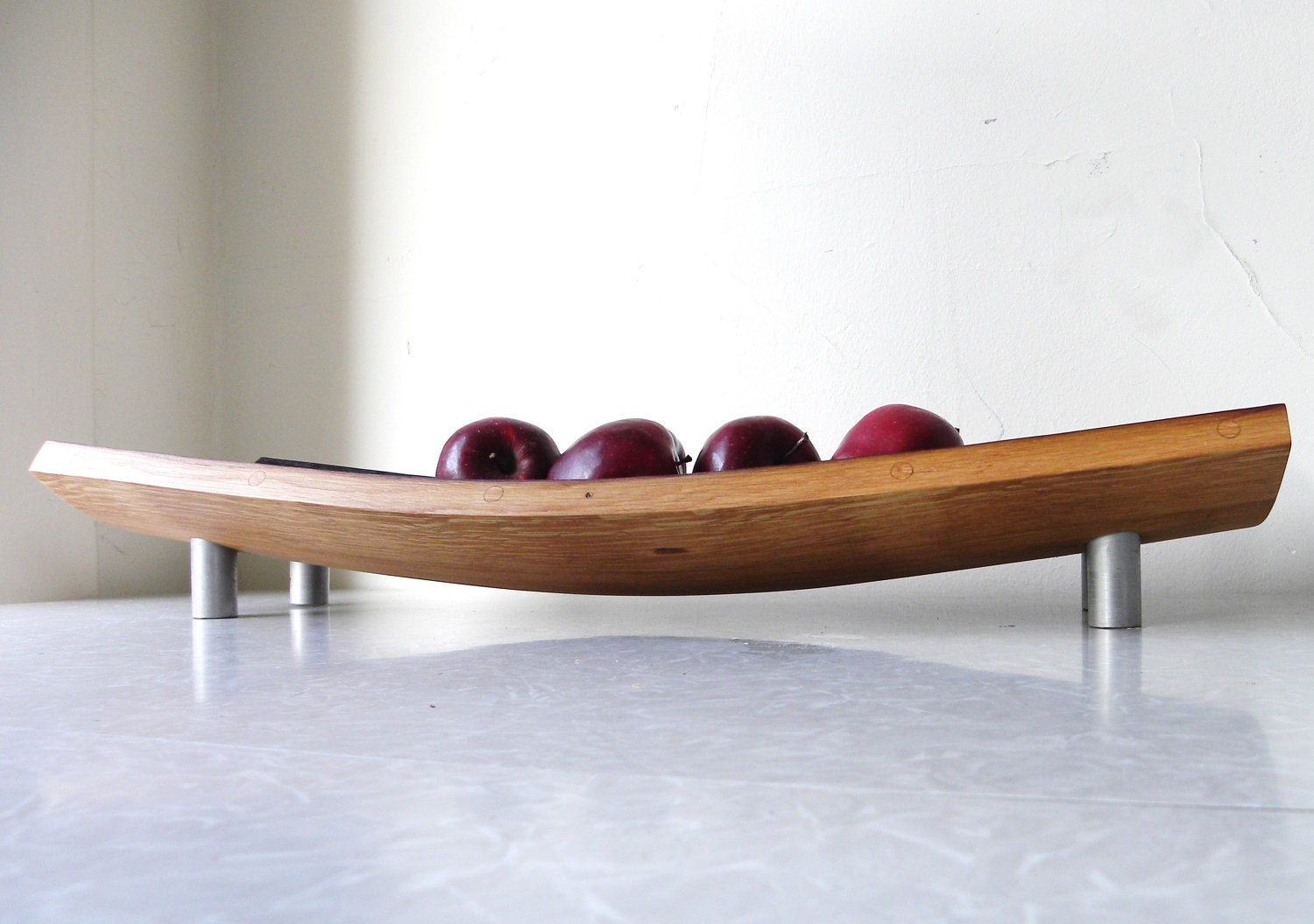 mid century modern serving tray bowl platter. repurposed wine barrel. eco friendly gift. French oak cutting board