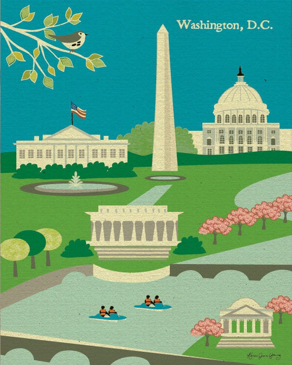 8 x 10 Washington D.C Skyline Poster - Capitol Hill  Print For Home, Office, Nursery Rooms - style E8-O-DC1