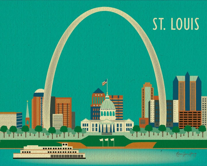 St. Louis, Missouri Skyline - City Art Poster Print  for  Wall  Decor  Top Seller  for Home, Office, and Nursery Rooms - style E8-O-STL