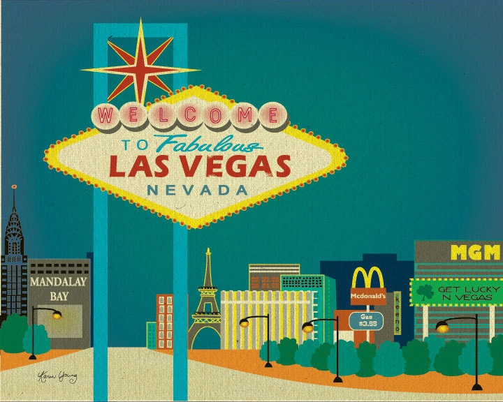 Las Vegas Strip, Nevada - Travel Destination Wall Art  Poster Print Gift  for Homes and Offices - style  E8-O-LAV