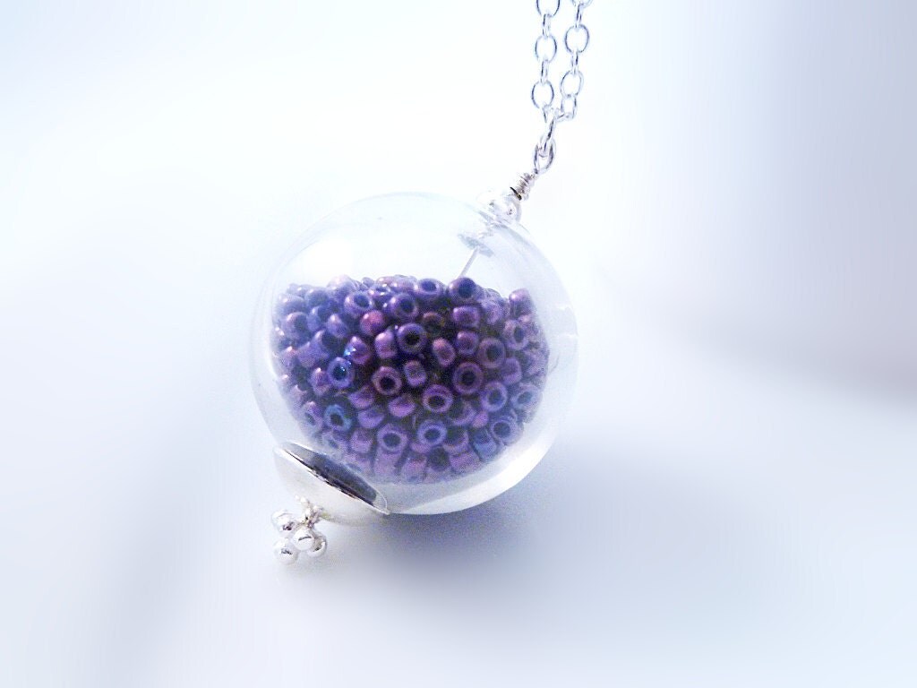 items similar to purple glass ball necklace hollow items similar to purple glass ball necklace hollow