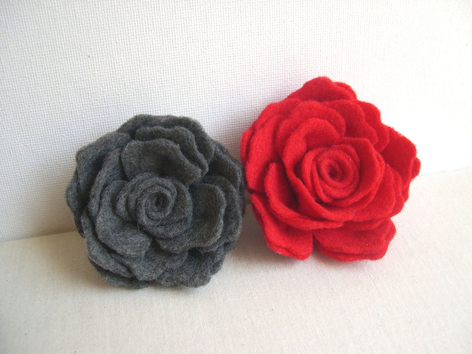 Grey or Red Rose Flower Pin - Delicate Felted Rose Hairpin - Mothers day rose gift - Statement accessory - Bridesmaid Hairstyle