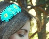 turquoise and yellow flower headband for women and teens: adsila