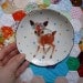 Flower Deer with Love Heart Dots Vintage Illustrated Plate
