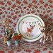 Lovely Bunting Flower Deer Vintage Illustrated Plate
