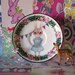 Nerdy Bunny with Bunting and Floral Edge Vintage Illustrated Plate