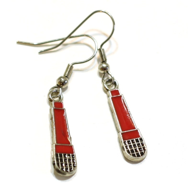 Red and Black Microphone Enamel Charm Earrings