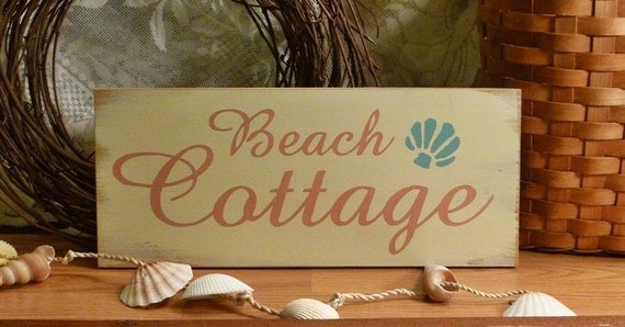 Shabby Beach Cottage Primitive Wood Beach Sign
