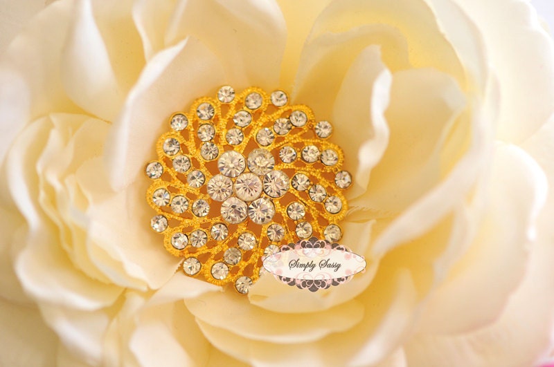3pcs RD133 LARGE Rhinestone Gold Metal Flatback Embellishment Brooch Bridal accessories invitations crystal bouquet flowers hair clip comb