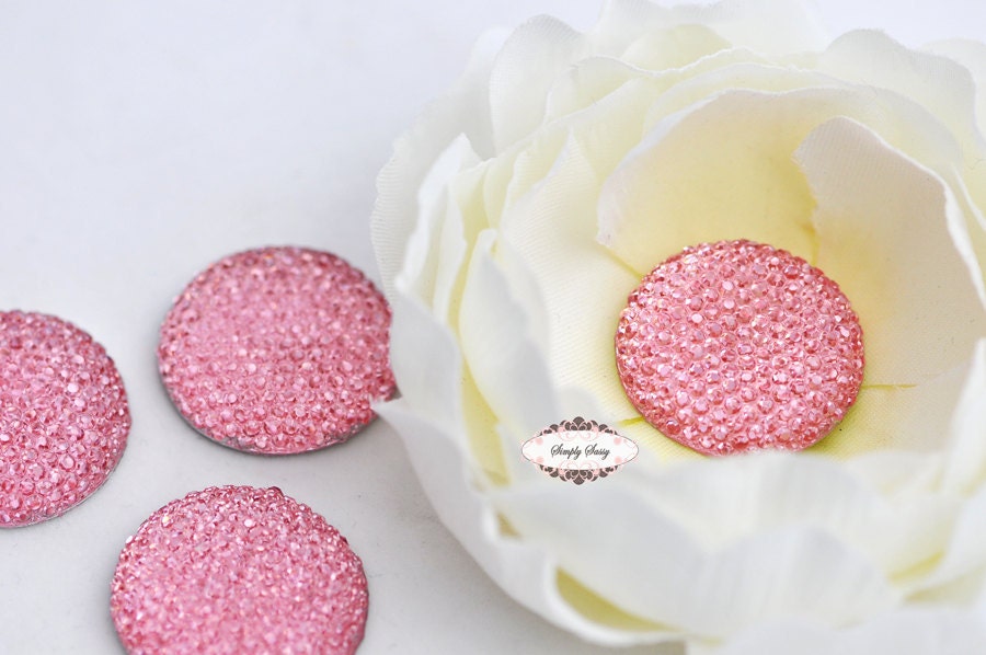 10pcs PINK RD133 Glitter Resin Rhinestone Acrylic Lucite Flat back Deco Cabachon 24mm