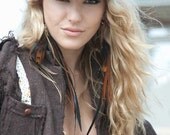 Boho Chocolate Brown Backless Tweed  Up Cycled Jacket  w/ Floral Cotton Trim